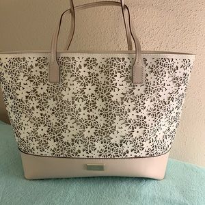 White and Cream Floral Kate Spade Tote